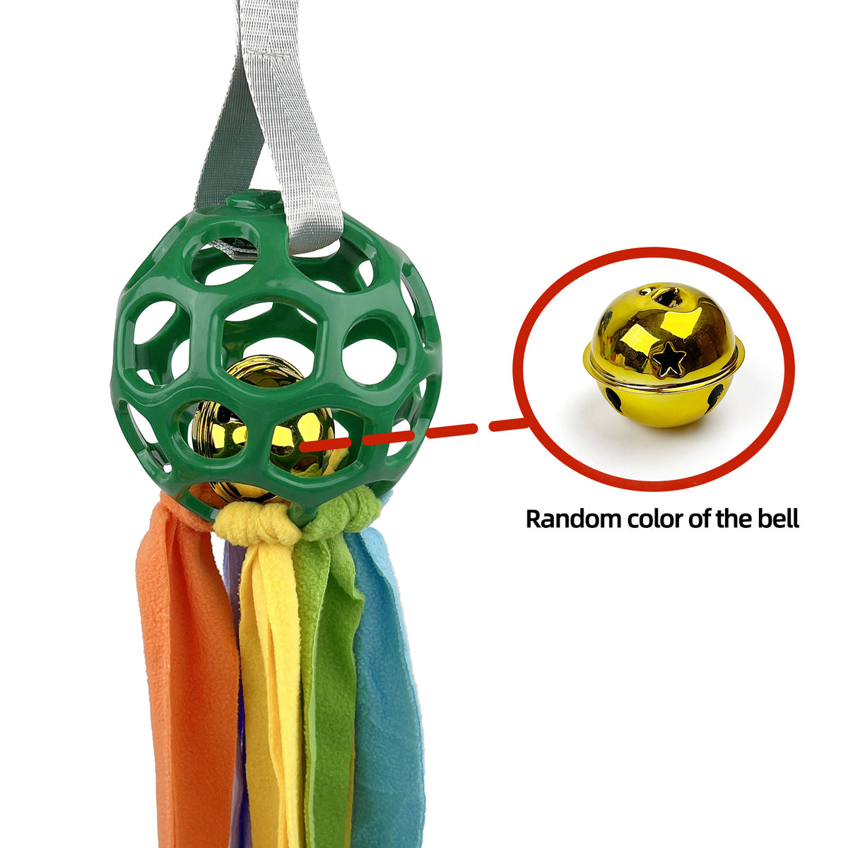 Hollow Pet Toy Ball with Bell and Fabric Strips