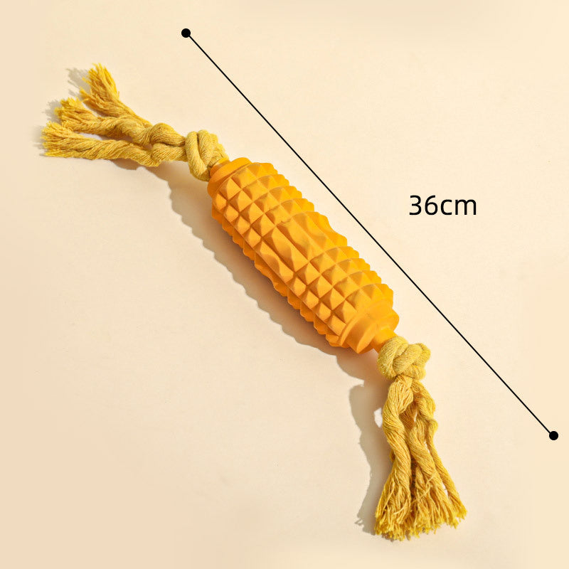 Textured Latex Dog Toy with Rope