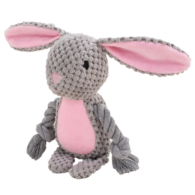 Animal Plush and Rope Dog Toy