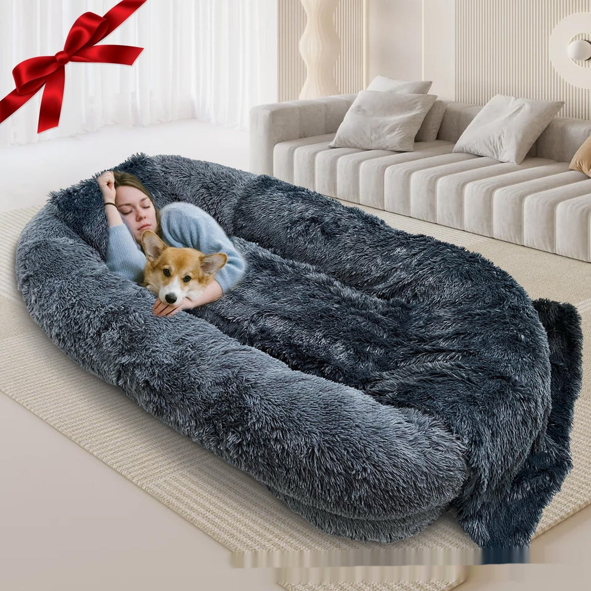 Oversized Plush Pet Lounger