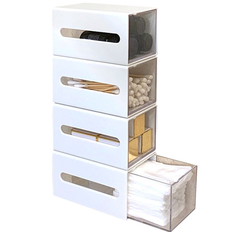 Wall-Mounted Cotton Pad and Swab Storage Drawer