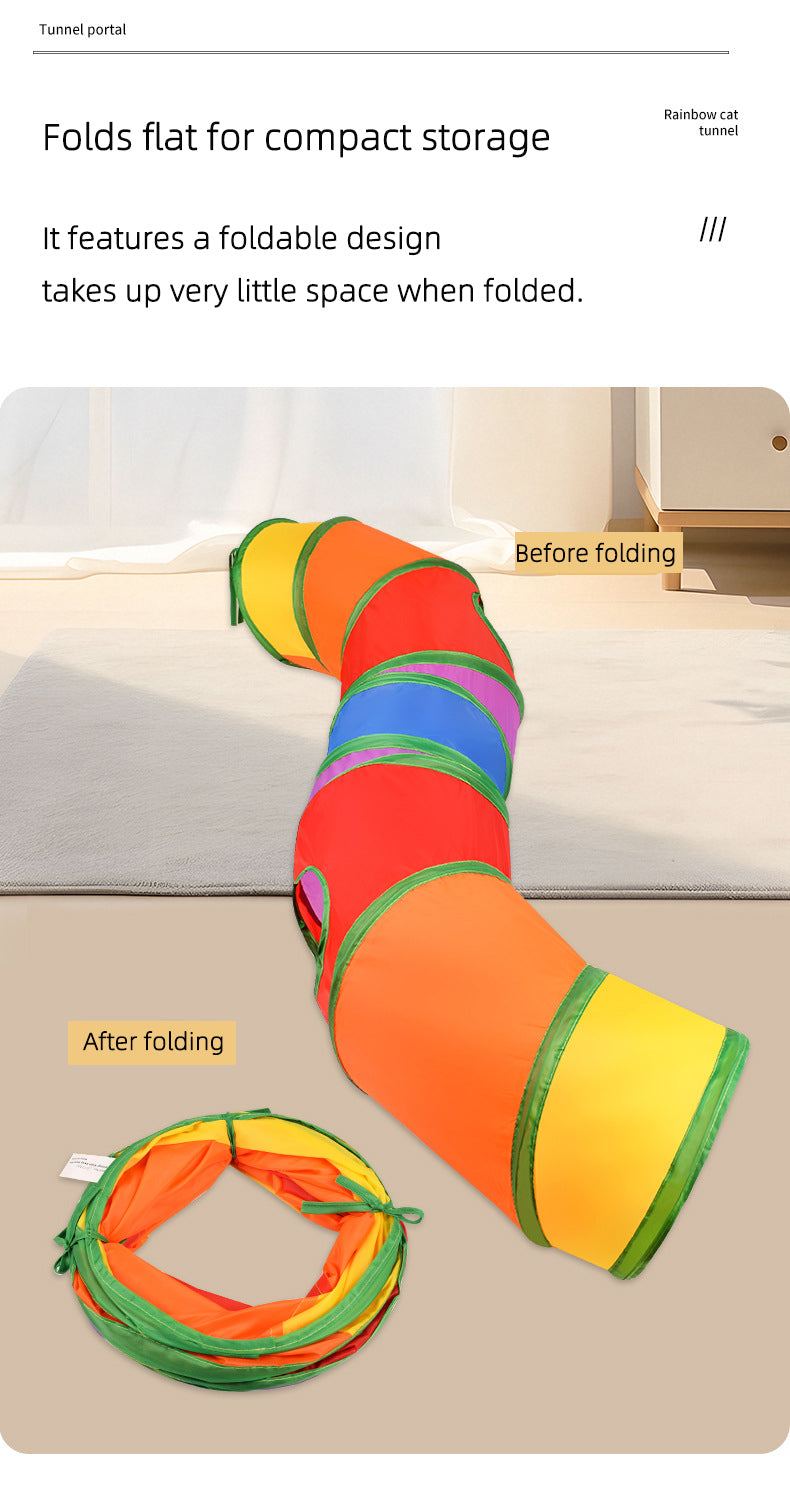 Collapsible Rainbow Pet Play Tunnel