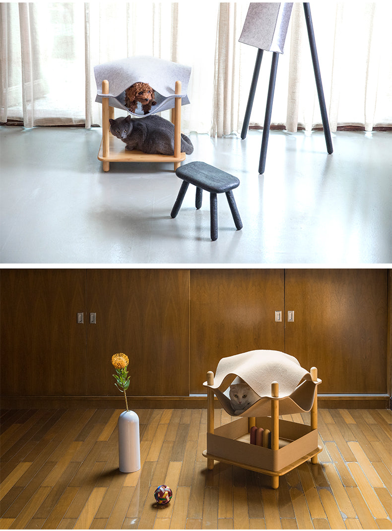 Bamboo and Felt Cat Tree