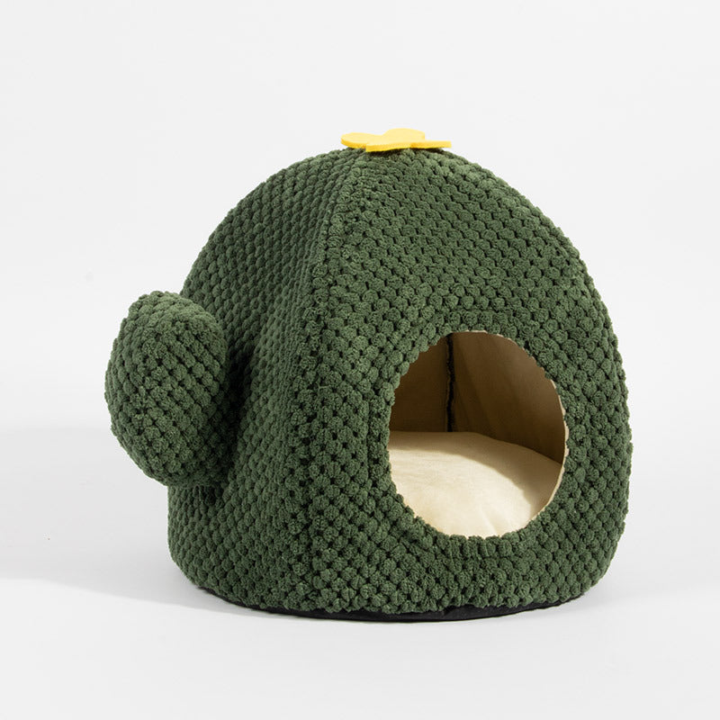 Cactus-Shaped Enclosed Pet Bed