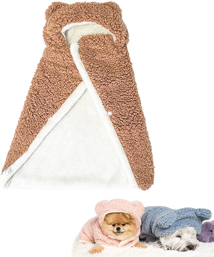 Hooded Teddy Bear Fleece Pet Cape