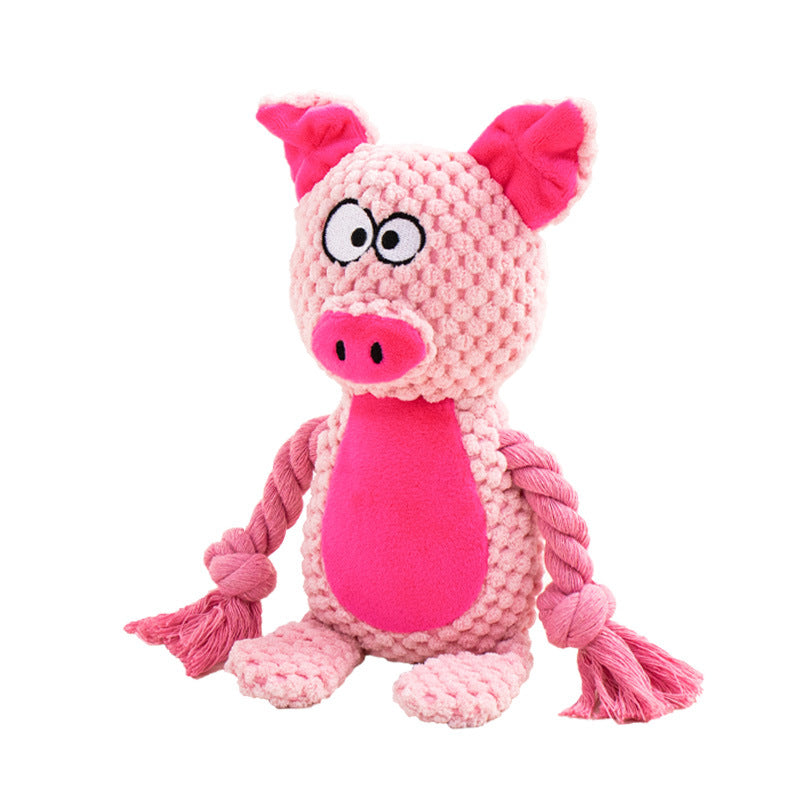 Animal Plush and Rope Dog Toy
