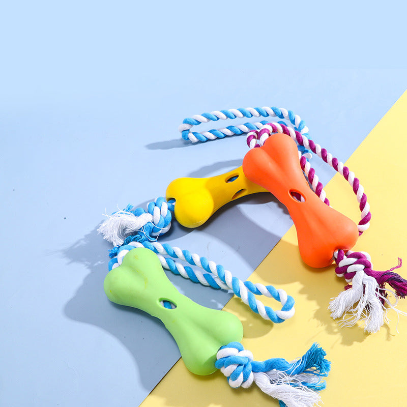 Bone-Shaped Dog Toy with Rope