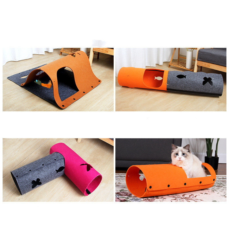 Modular Felt Cat Play Tunnel