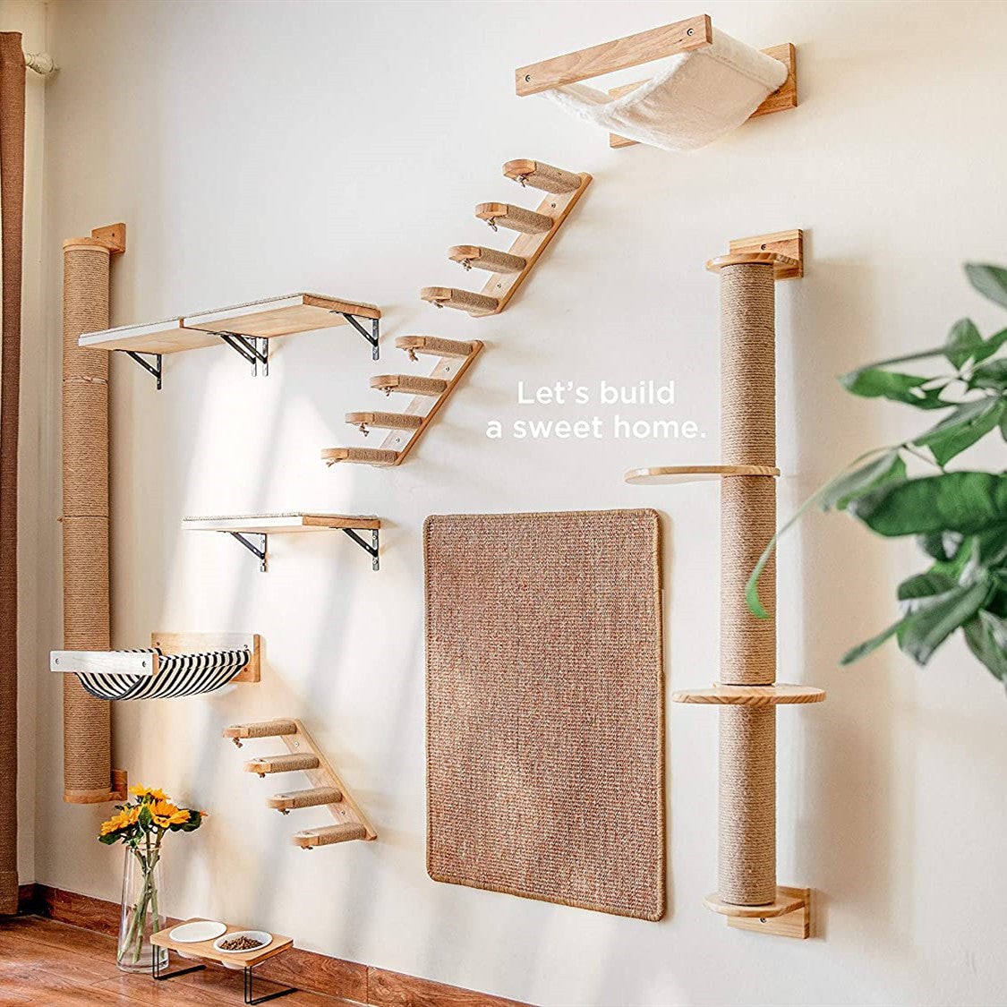 Wooden Wall-Mounted Cat Ladder