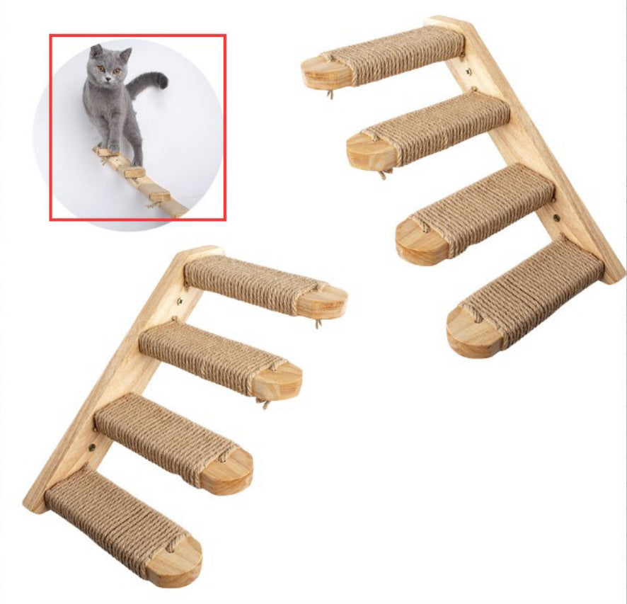 Wooden Wall-Mounted Cat Ladder