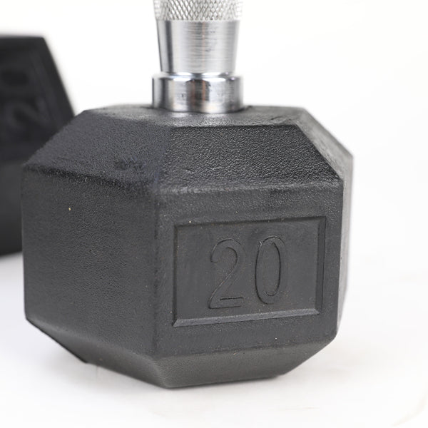 20-Pound Rubber-Coated Cast Iron Dumbbells