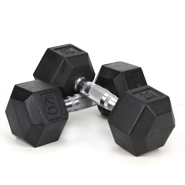 20-Pound Rubber-Coated Cast Iron Dumbbells
