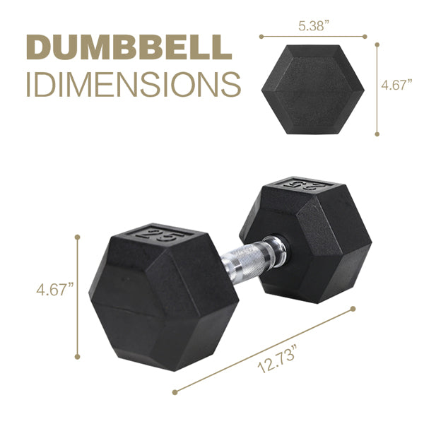 20-Pound Rubber-Coated Cast Iron Dumbbells