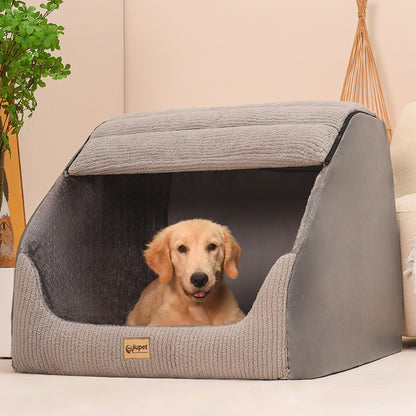 Covered Pet Bed with Removable Cushion