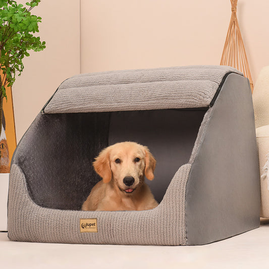 Covered Pet Bed with Removable Cushion