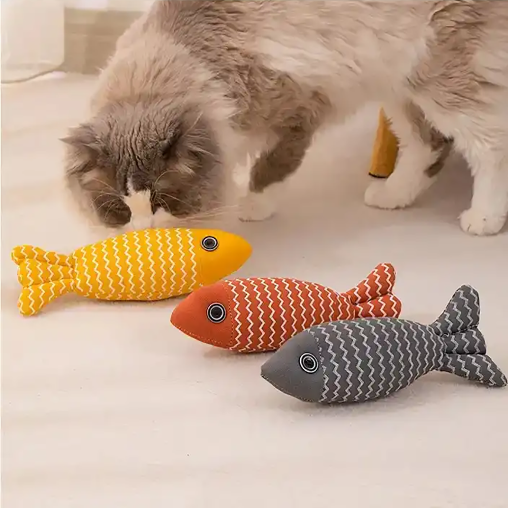 Fish-Shaped Catnip Pillow Toy