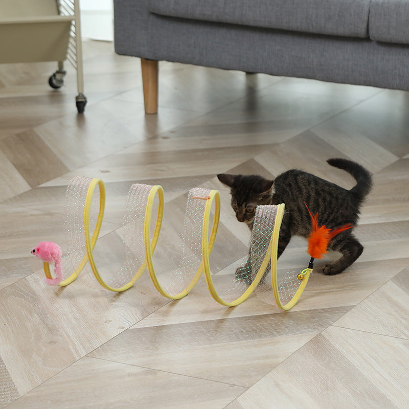 Foldable Cat Tunnel with Hanging Toys