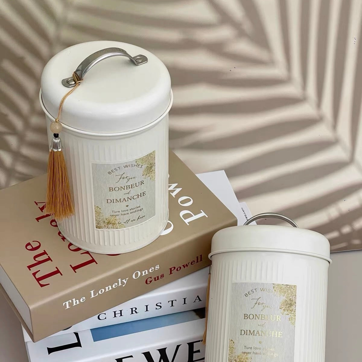 Round Metal Tin Storage Container With Handle