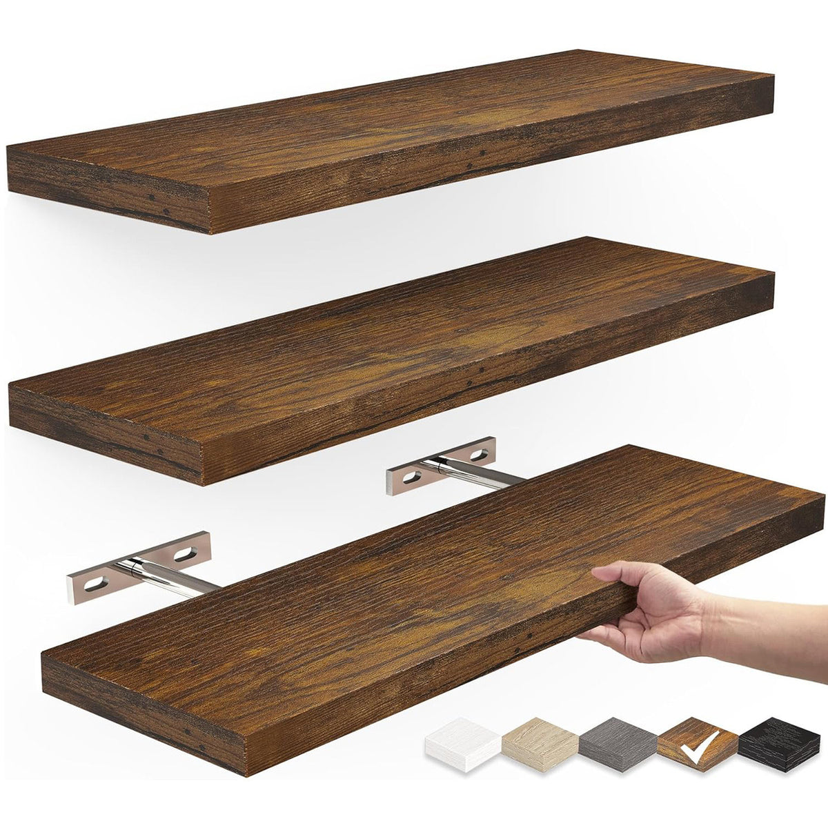 Wall-Mounted Solid Wood Shelf