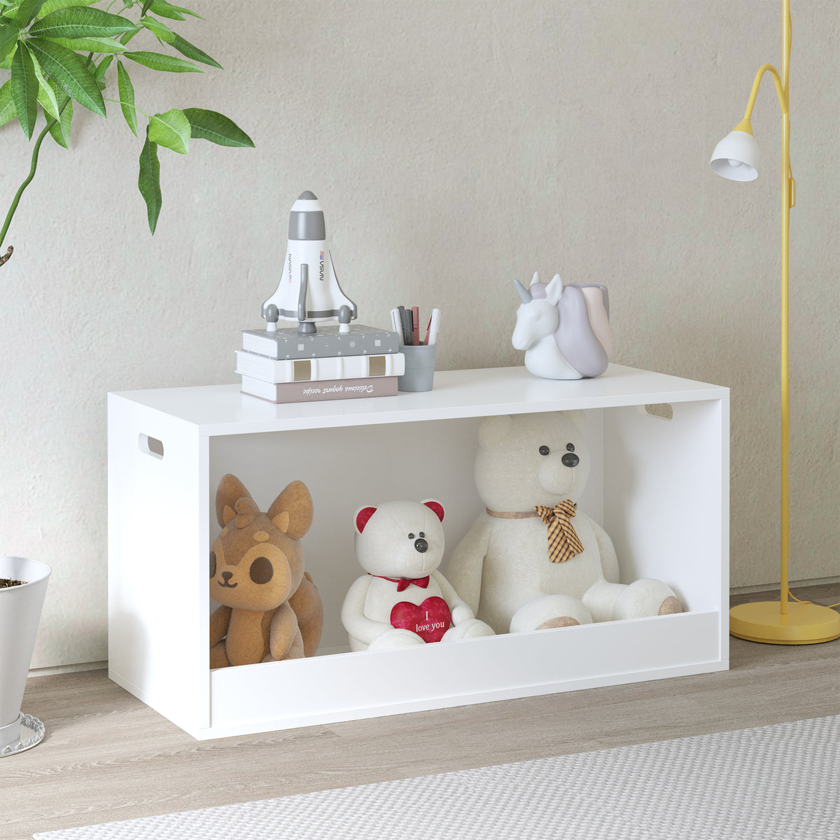 Open Wooden Toy Storage Bin