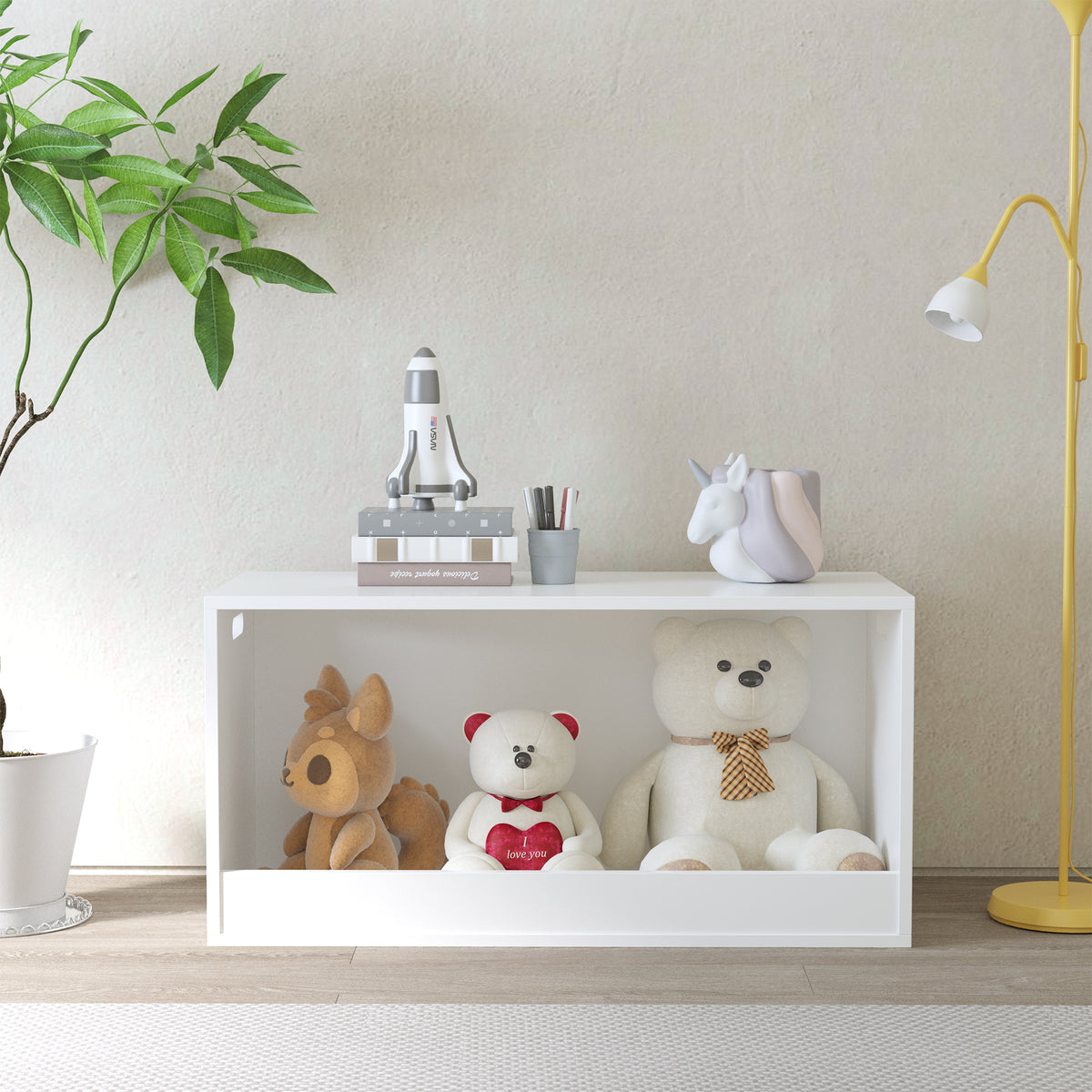 Open Wooden Toy Storage Bin