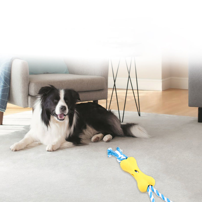 Bone-Shaped Dog Toy with Rope