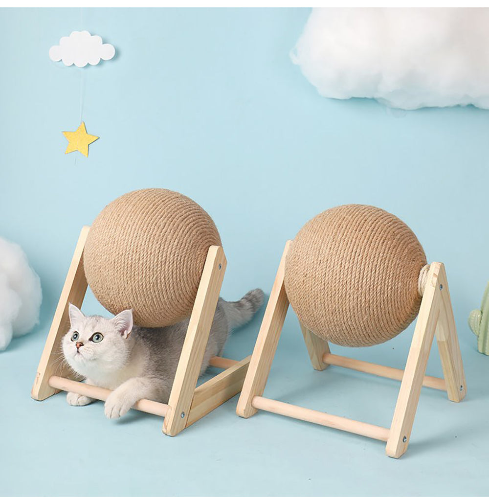Wood-Frame Cat Scratching Ball