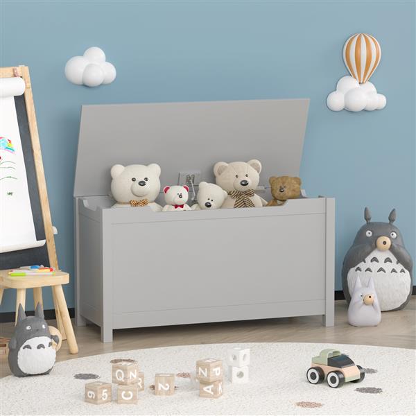 Wooden Toy Storage Box with Hinged Lid
