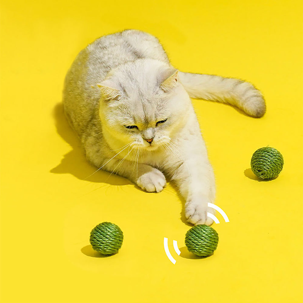 Three Cat Toy Balls with Pea Pod Holder