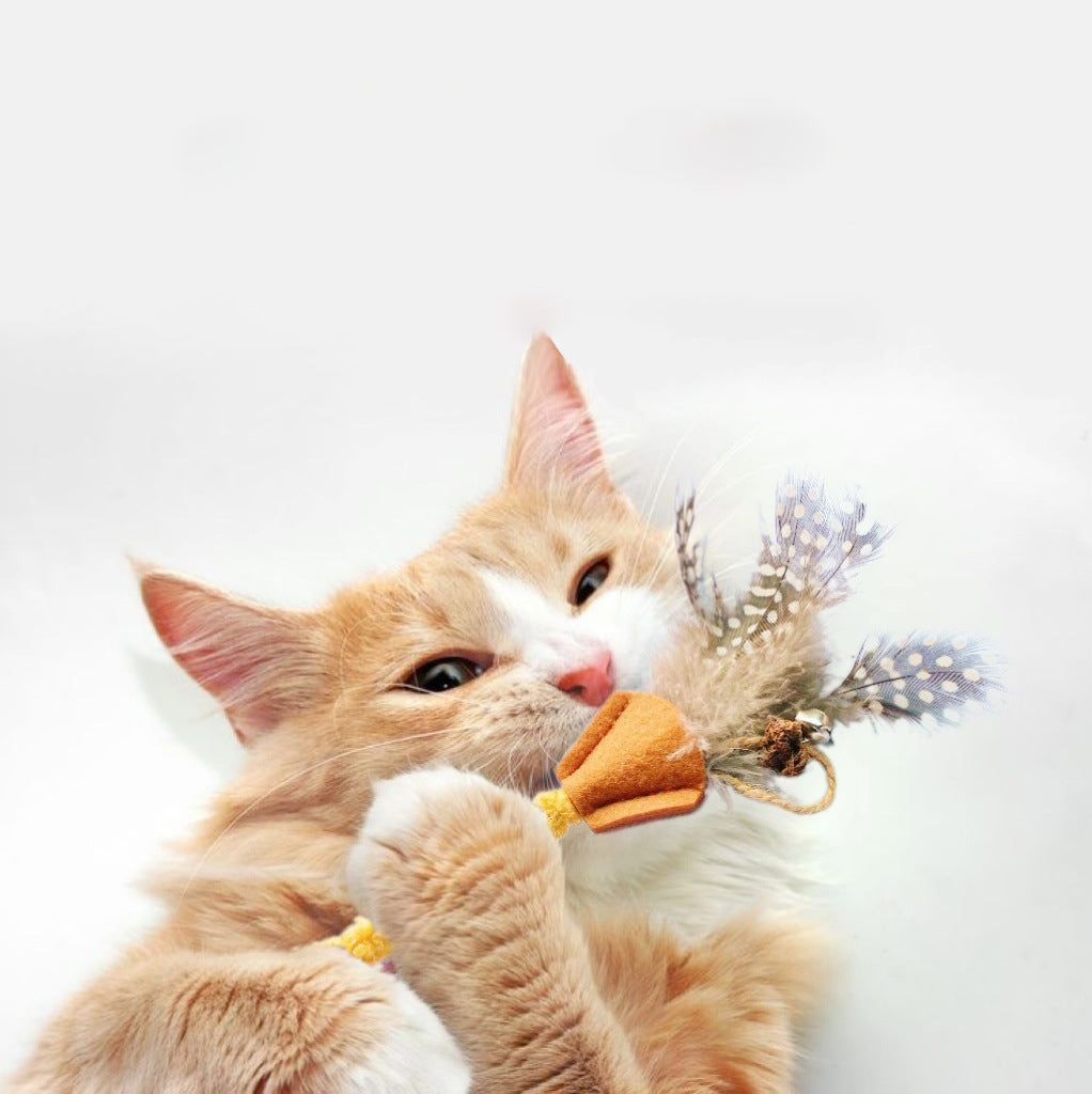 Wood and Feather Cat Teaser Toy