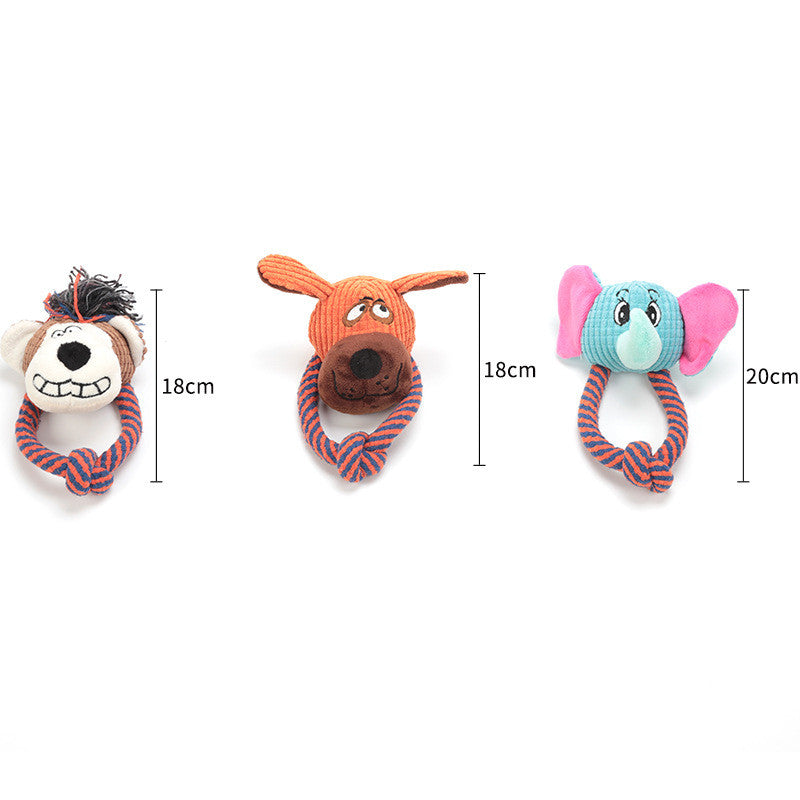 Animal Plush Dog Toy with Rope
