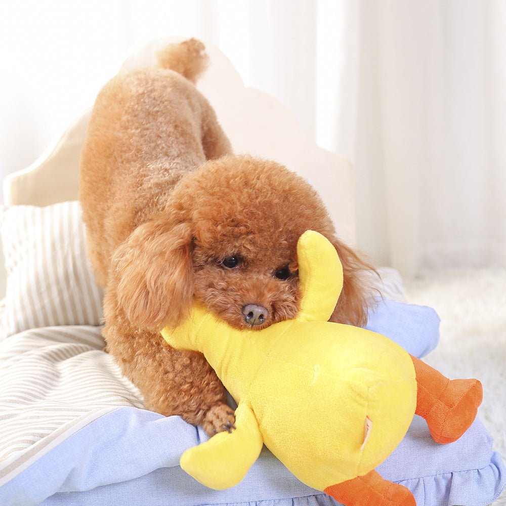 Yellow Duck Plush Dog Toy