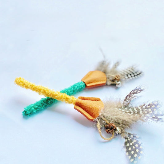 Wood and Feather Cat Teaser Toy