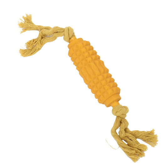 Textured Latex Dog Toy with Rope