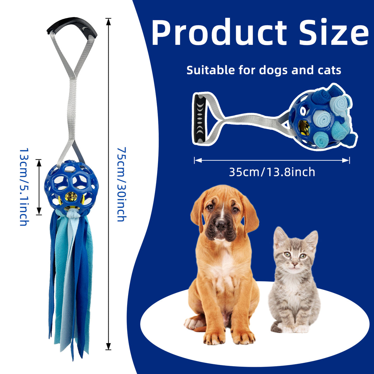 Hollow Pet Toy Ball with Bell and Fabric Strips