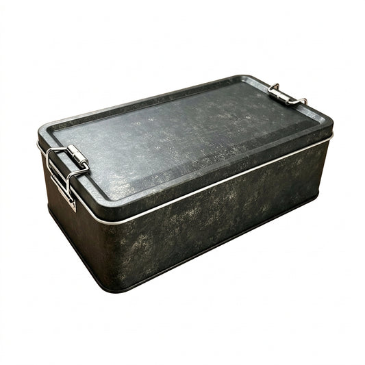 Rectangular Tinplate Storage Box With Clasp Latch