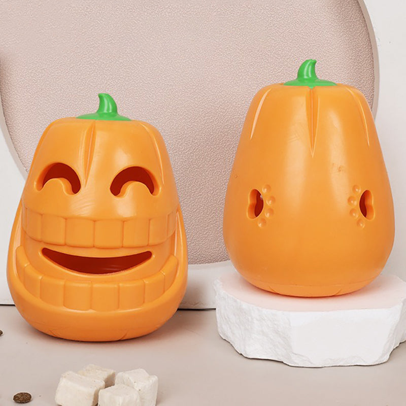 Pumpkin-Shaped TPR Dog Treat Toy