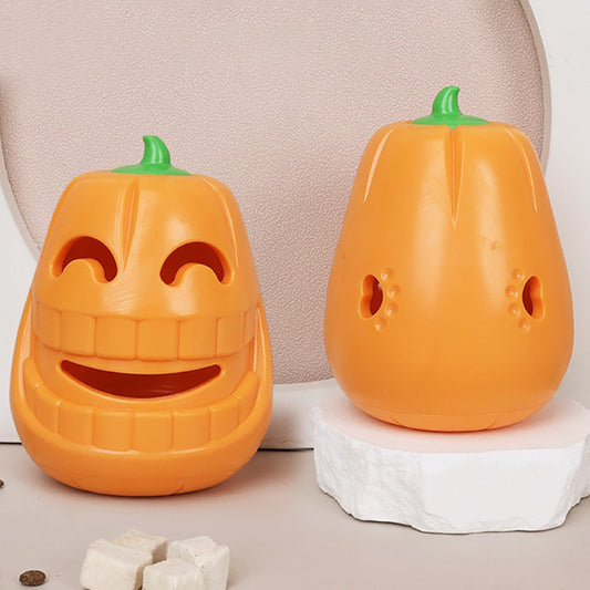 Pumpkin-Shaped TPR Dog Treat Toy