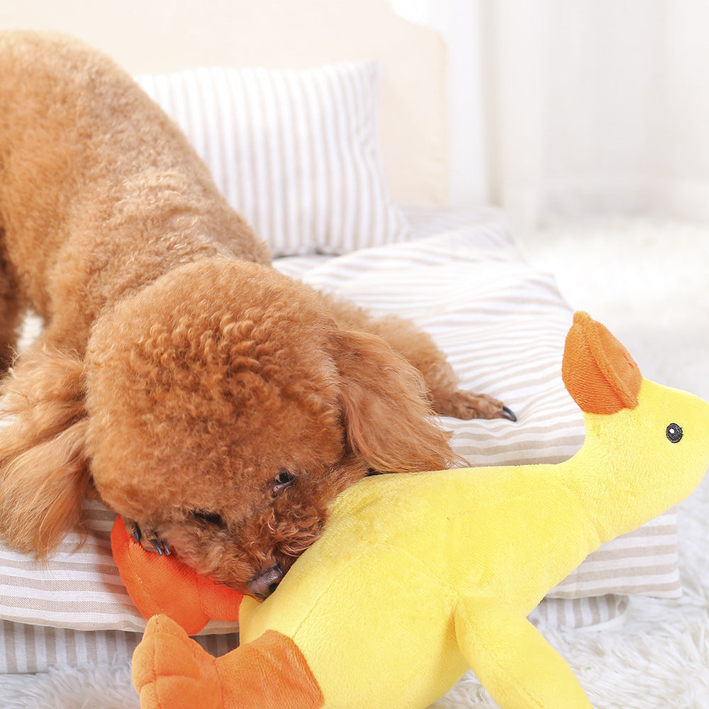 Yellow Duck Plush Dog Toy