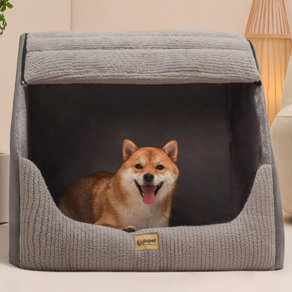 Covered Pet Bed with Removable Cushion