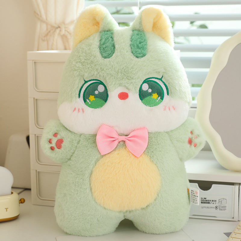 Colorful Plush Cat-Shaped Cushion