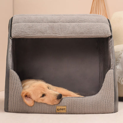 Covered Pet Bed with Removable Cushion