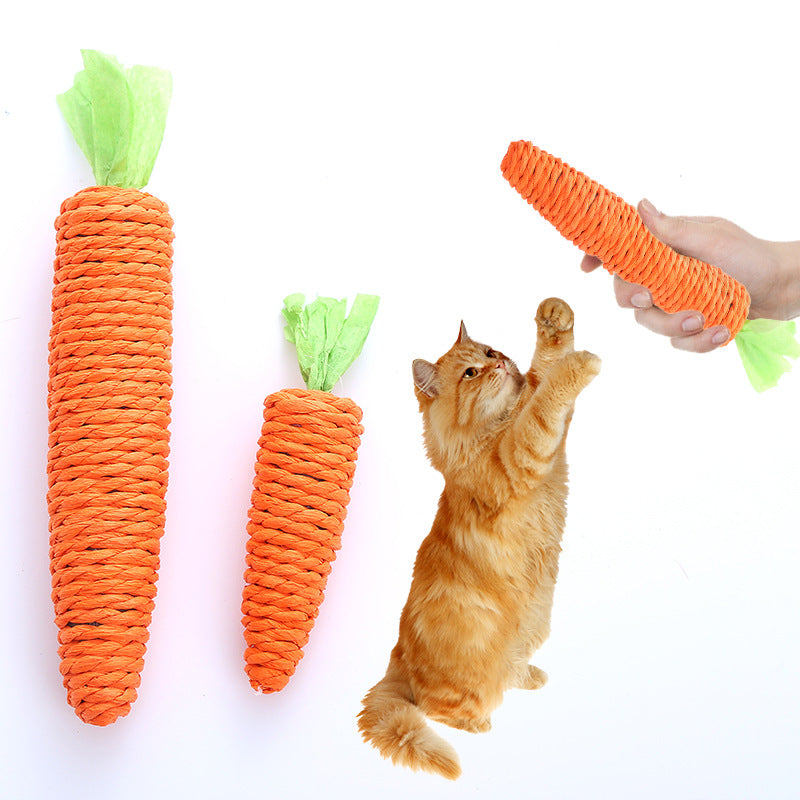 Carrot-Shaped Paper Rope Cat Toy