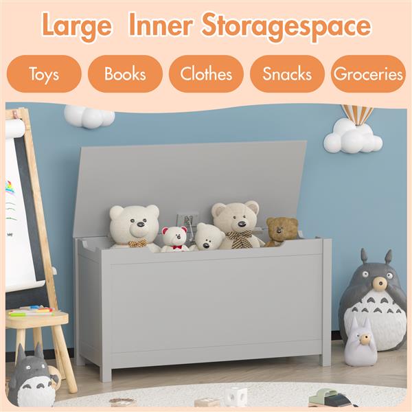 Wooden Toy Storage Box with Hinged Lid