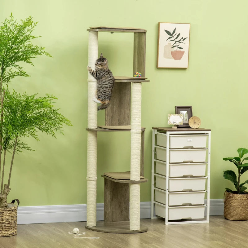 Corner Cat Tree with Four Padded Platforms