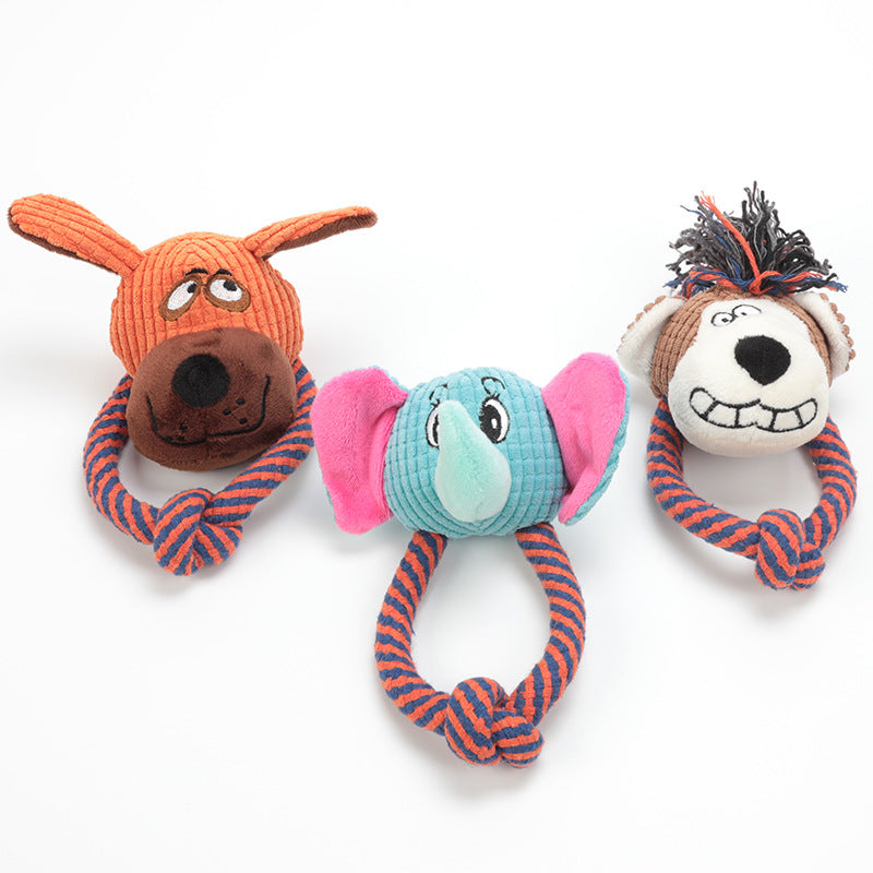 Animal Plush Dog Toy with Rope