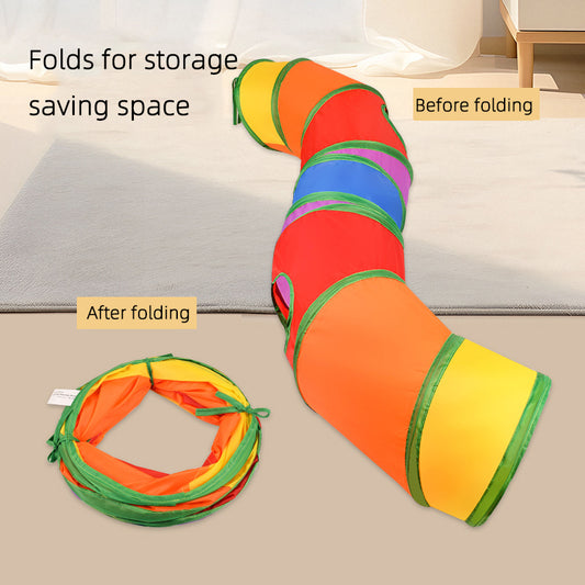 Collapsible Rainbow Pet Play Tunnel