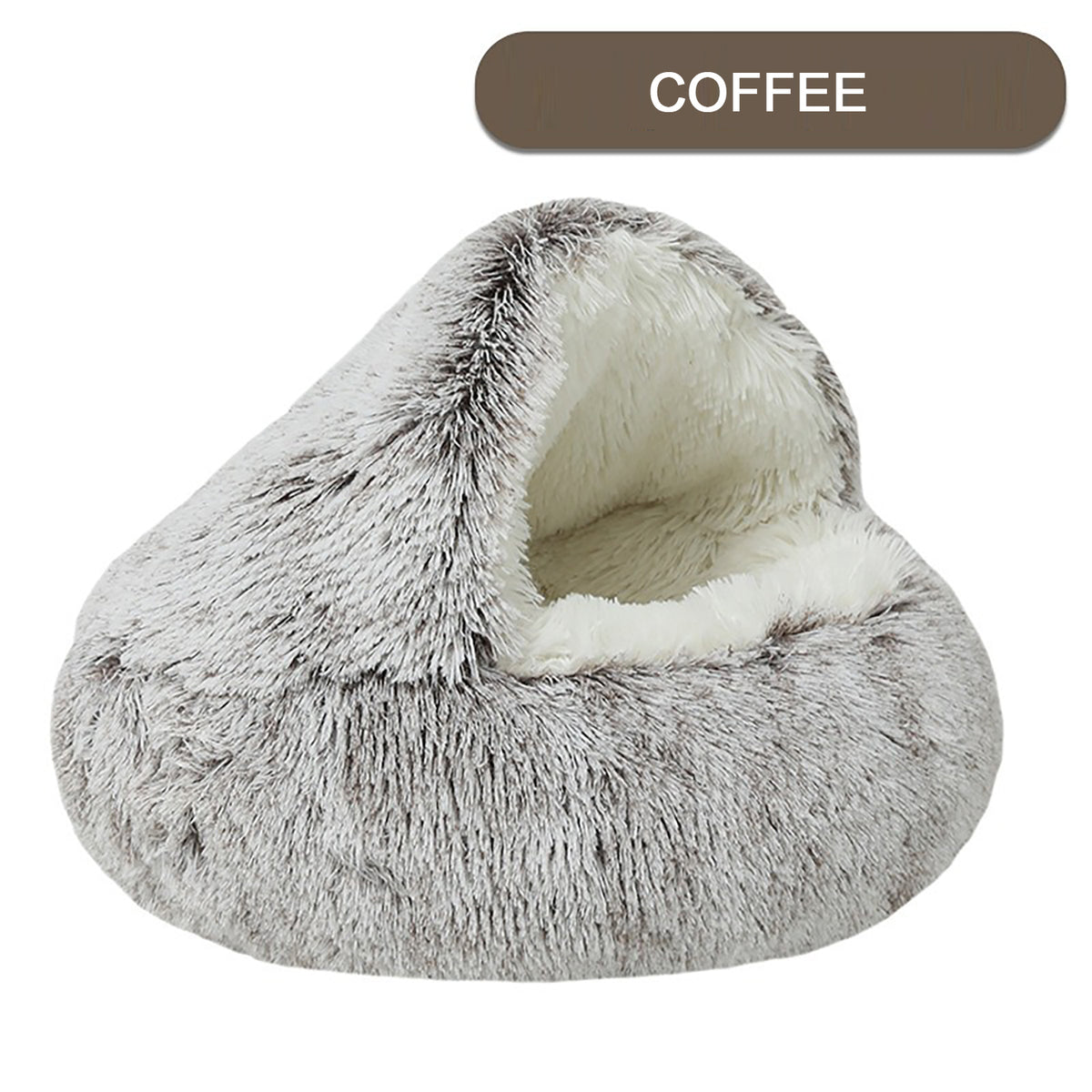 Hooded Round Plush Pet Bed