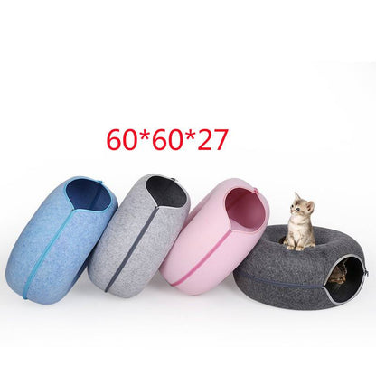 Felt Donut Cat Cave and Tunnel