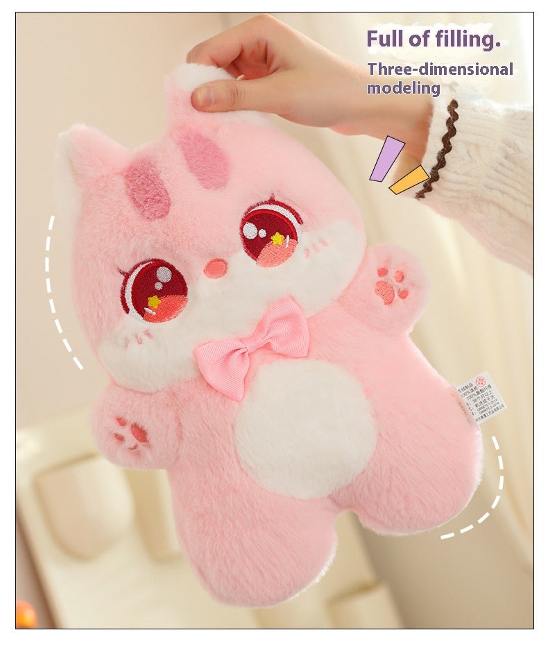 Colorful Plush Cat-Shaped Cushion